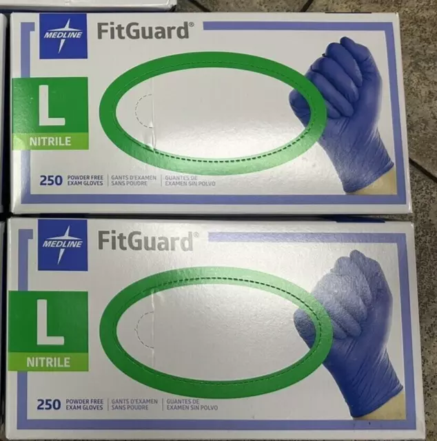 MEDLINE FitGuard Nitrile Powder Free Exam Gloves Size Large-500 gloves