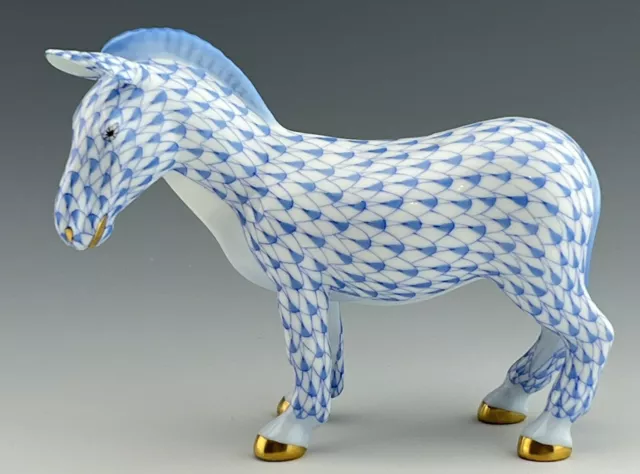 🦋 BRAND NEW HEREND Rare ZEBRA Blue Fishnet Figurine