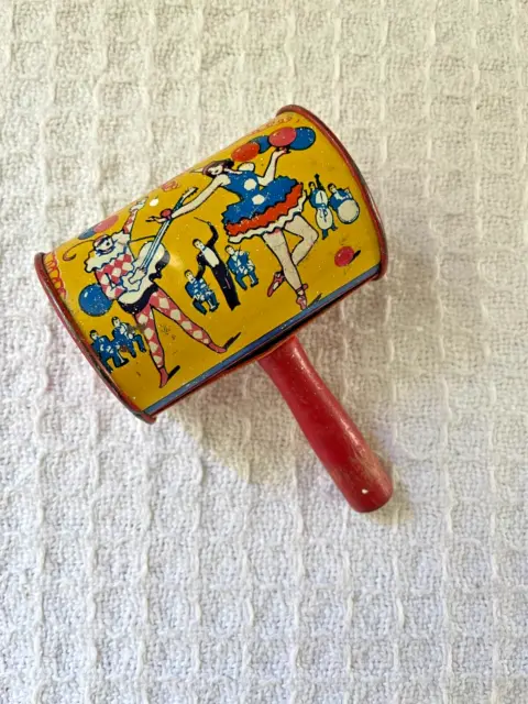 Vintage US Tin Metal Toy MFG Co. Noisemaker New Years Eve Life of Party Rattle