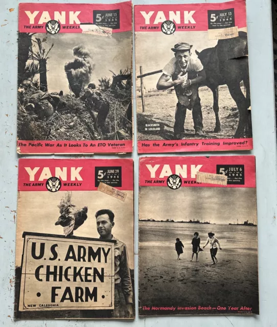Vintage June July 1945 WWII YANK The Army Weekly Magazine Lot of 4 Normandy