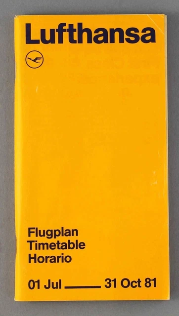 Lufthansa Airline Timetable Summer 1981 July - October Flugplan Germany Lh