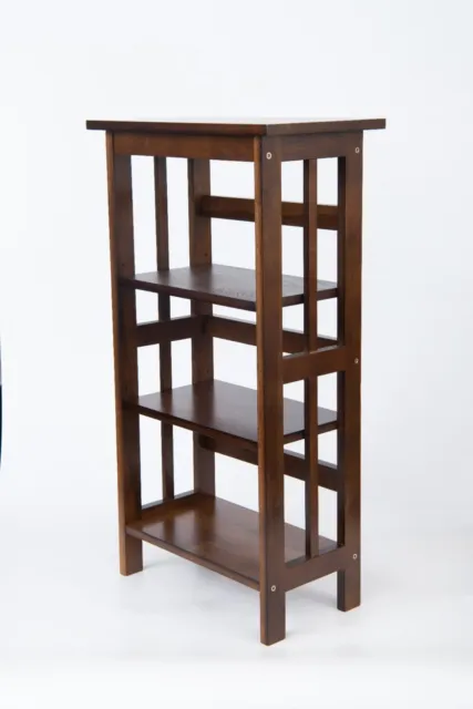 Oak Bookcase Solid Oak Wooden Book Display Storage Shelf  Narrow Storage -Walnut