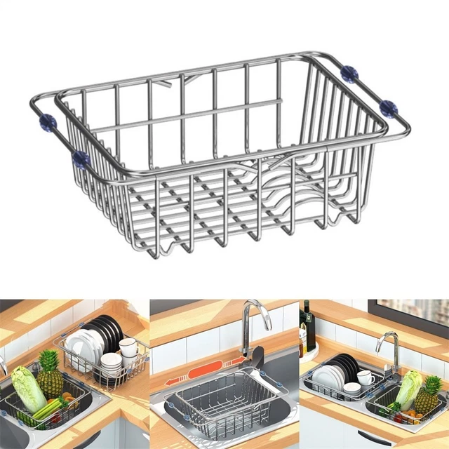 Scolapiatti a 3 ripiani sopra il lavello con porta utensili per organizzare il bancone della cucina, nero (55 cm