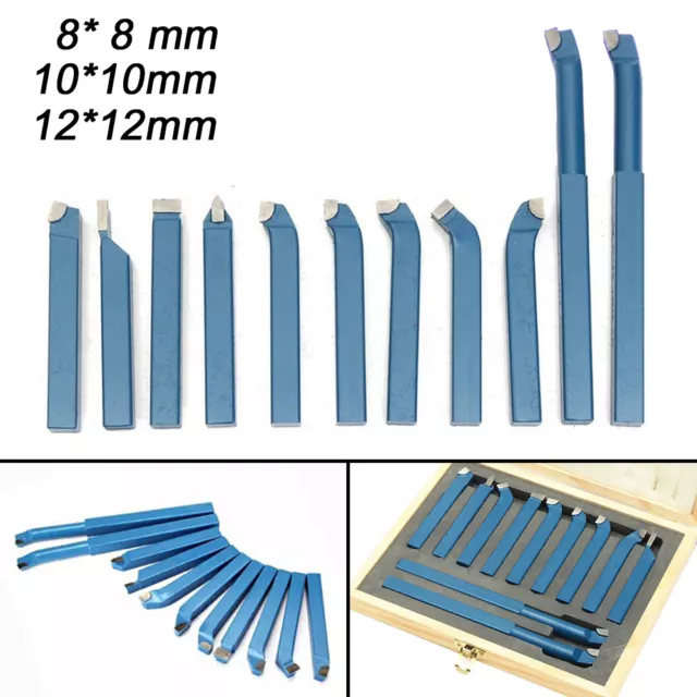 11Pcs 8/10/12mm Metal Lathe Tool Set Carbide Tip Cutting Turning tool set Bit