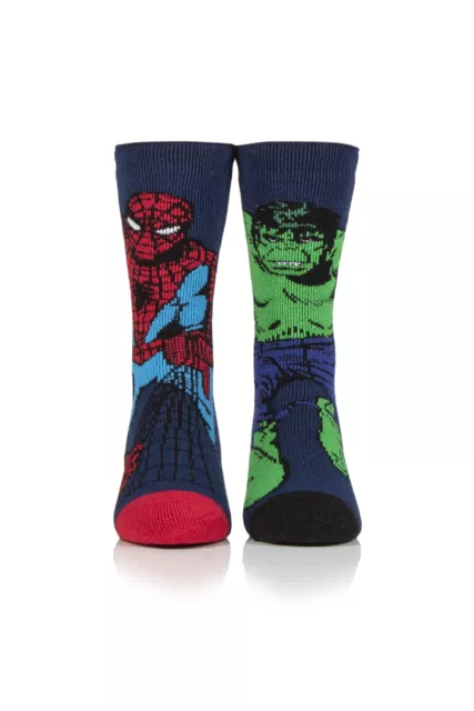 HEAT HOLDERS Lite Licensed Marvel Character Socks -Hulk and Spiderman-Kids