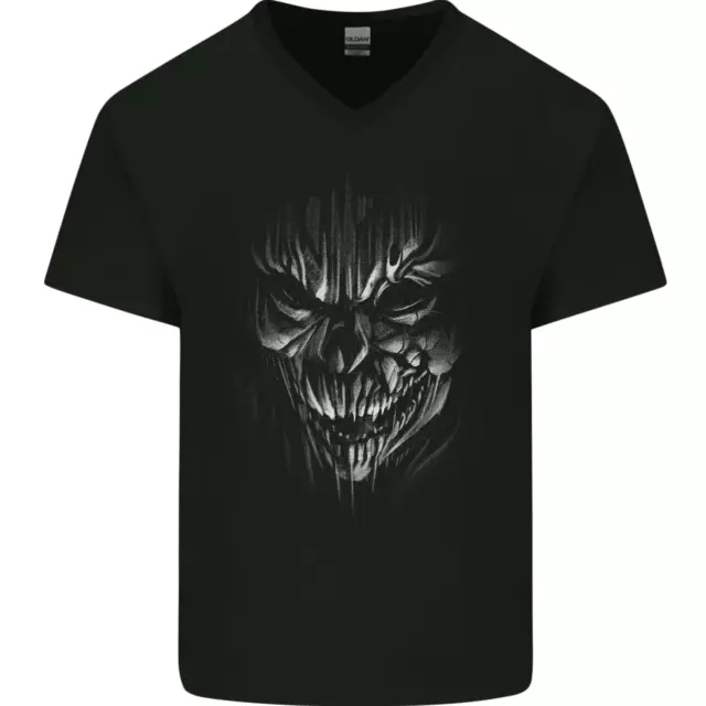 T-shirt da uomo scollo a V cotone scollo a V demon Skull Devil Satan Grim Reaper