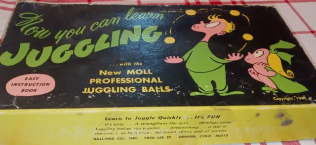 Vintage Now you can learn Juggling box set, 6 balls and instruction book