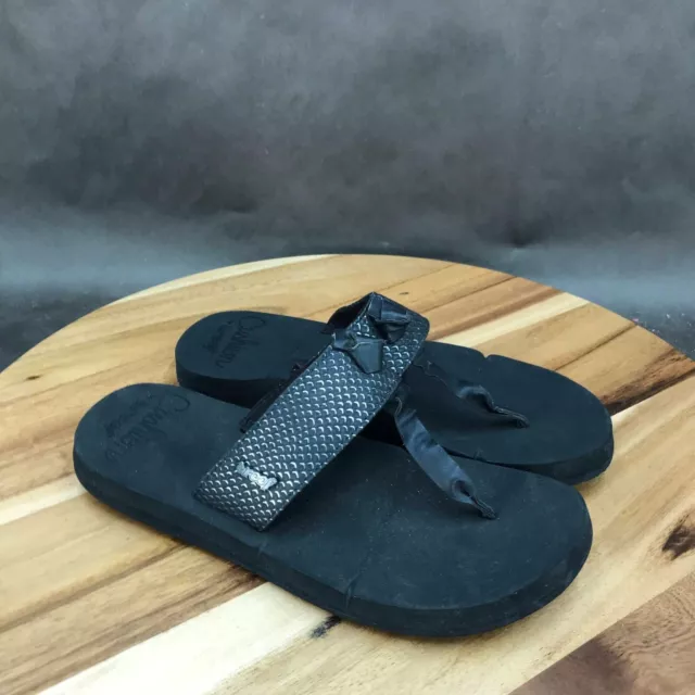 Reef Black Cushion T Strap Gray Flip Flops Slip On Sandals Womens Size 7