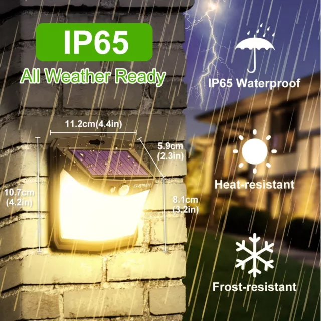 Warm Colour LED Solar Power Light Motion Sensor Outdoor Security Lamp Waterproof