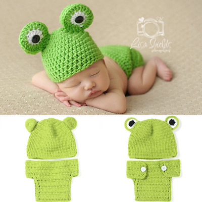 Boys & Girls Newborn Baby Infant Frog Hat Photo Photography Props Knit