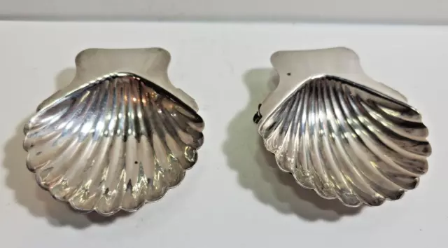 Lot Of 2 STERLING SILVER CLAM SHELL NUT BOWL Jewelry Trinket Dish Ashtray 3"