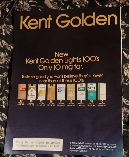 1977 PRINT ADNEW Kent Golden Lights 100s w/other