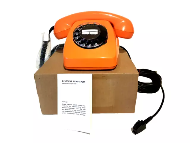 Telefon Wählscheibe FeTap 611-2 orange Post Bj 08/85 mit TAE-Stecker OVP