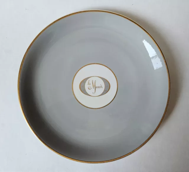 Syracuse China Le Manoir 10" Dinner Plate Hotel Restaurant Ware Gray Gold Vtg