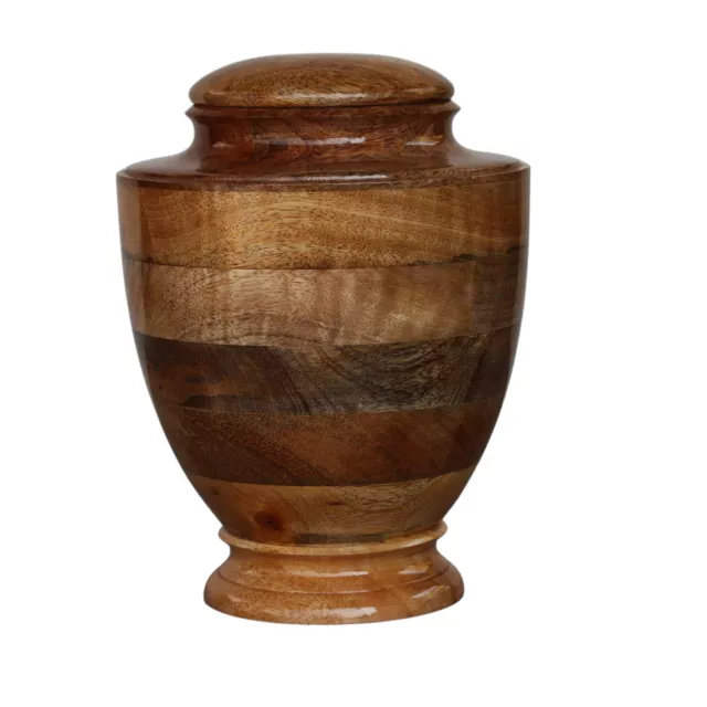 Wooden Urn For Human Ashes,  Large Hand Turned Mango Wood Funeral Cremation Urn 2