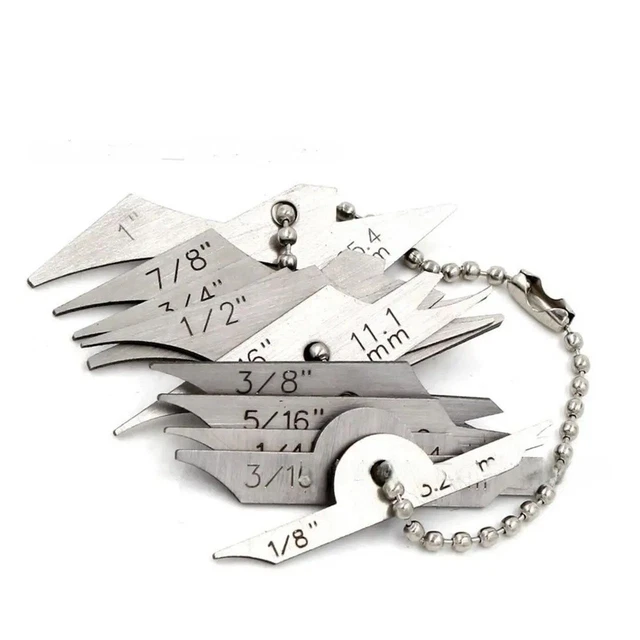 FILLET WELD GAUGE 10 Piece Metal Set Measures Radius and Chain 3mm to ...