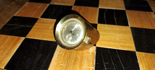 Orologio da tavolo in ottone, swiss made, marca Grein, anni '60