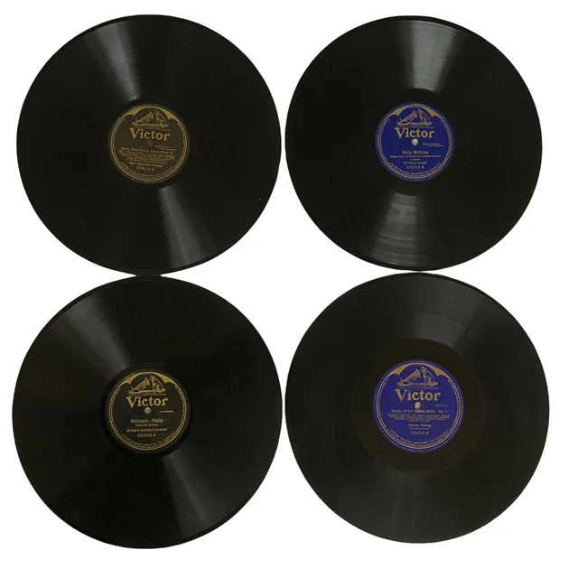 Victor 12” 78rpm Batwing Label Shellac 4 Record LOT 55049 55153 35413 35395