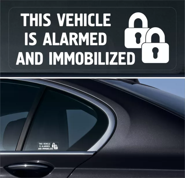4 x Alarmed Immobilized Sticker Sign Car Vehicle Safety Warning locks Reverse +