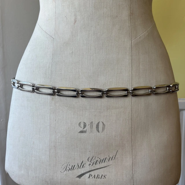 Cintura a catena rettangolare vintage argento retrò argento catena ventre cintura corpo gioielli