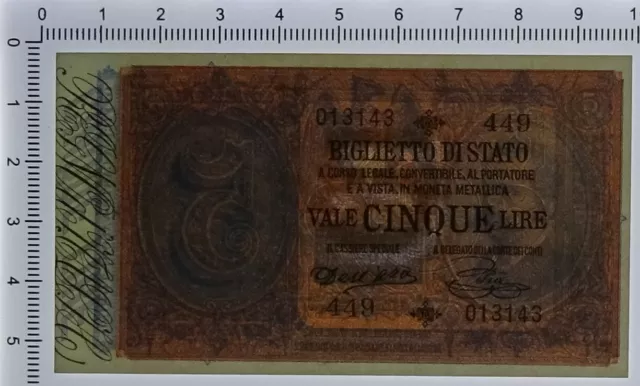 5 Lire Biglietto Di Stato Effige Umberto I 06/08/1889 Fds-/Fds 3