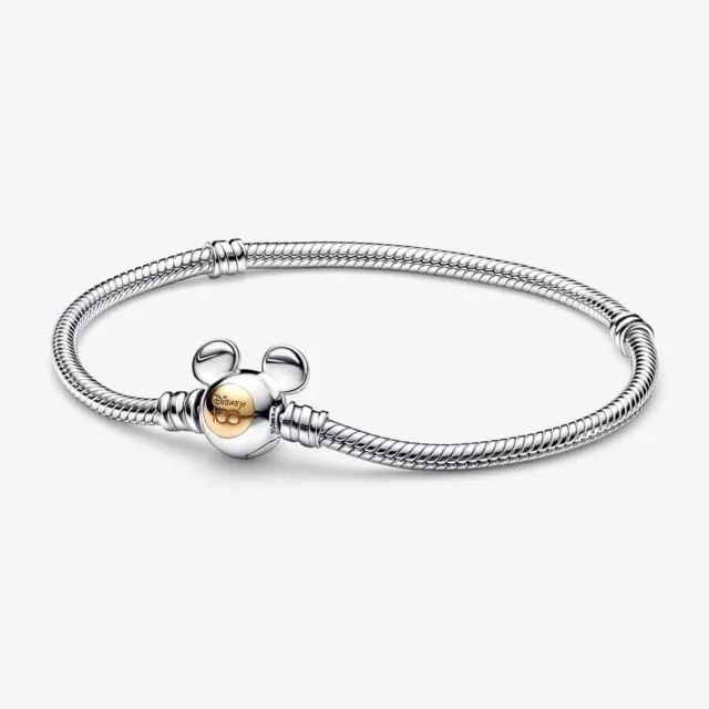 Pandora  925S Disney Mickey 100th  Anniversary  Chain Bracelet 7.1 Inch with Box