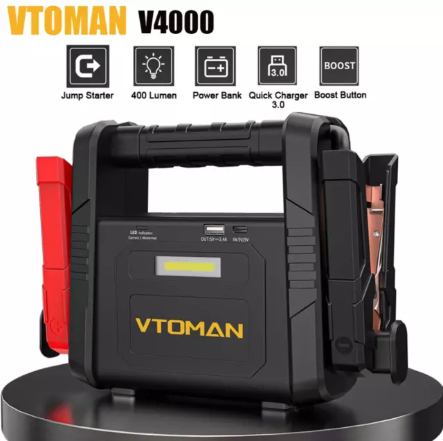 VTOMAN 4000A Car Jump Starter Booster Jumper Pack Power Bank Battery Charger Box