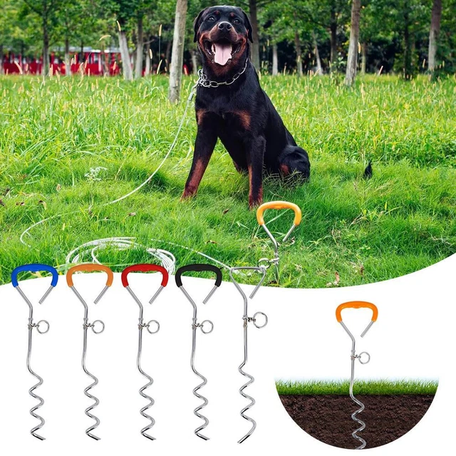 Heavy Duty Dog Stake Ground Spike Tie Out Tether Screw Pole Pet; Camping F8G1