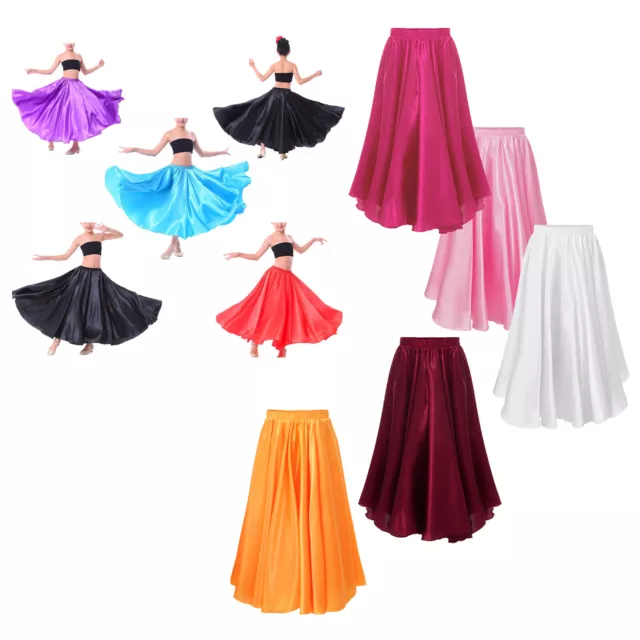 Long Full Circle Chiffon Flowy Swing Dance Costume Cosplay Skirts for Kids Girls