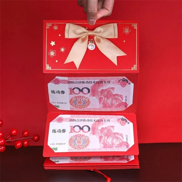 2pcs with Bow Knot Lucky Money Bag Foldable Red Packet  2024 Chinese New Year