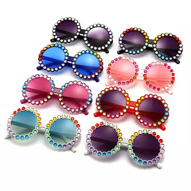 Round Shiny Rhinestone Sun Glasses Kids Eyewear Goggles Children Sunglasses