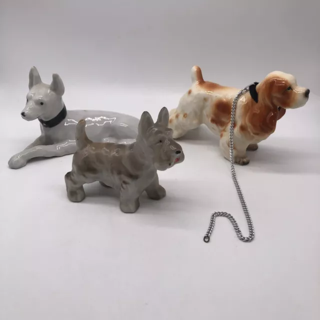 Lot Of 3 Made In Japan Porcelain Dog Figurines