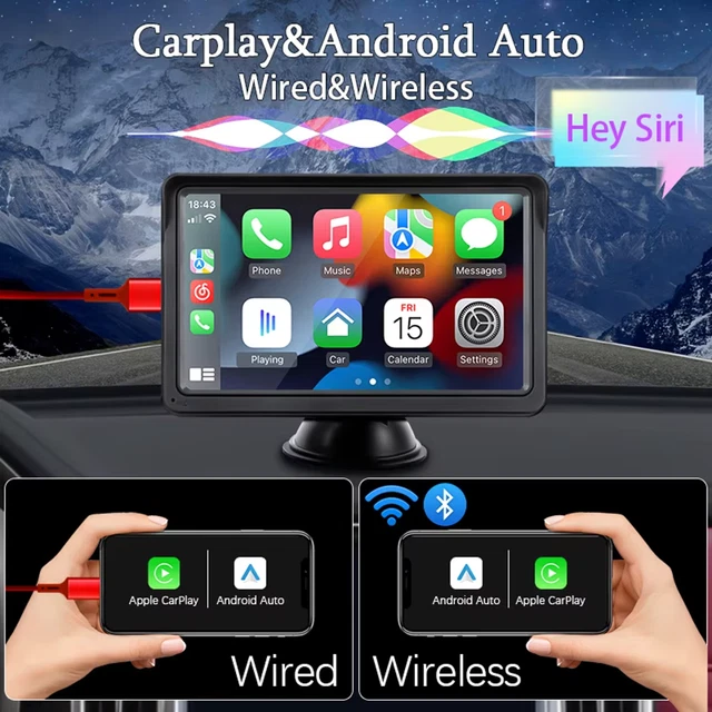 Autoradio 1 Din OiLiehu CarPlay Android Auto Sans Fil - Écran 5.1" Tactile - Bluetooth Caméra Recul