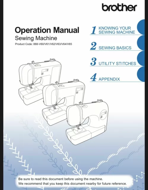 Brother CE1008 Sewing Machine Owners Instruction Manual Reprinted Bound Copy