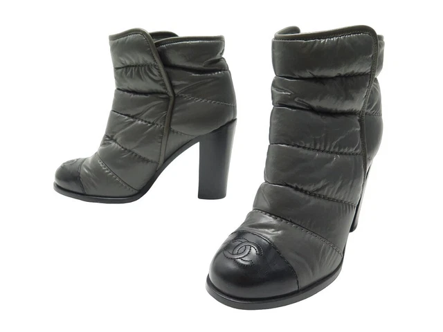 Neuf Chaussures Chanel Bottines Matelassees 38.5 Noir Logo Cc Puffer Boots 1700€