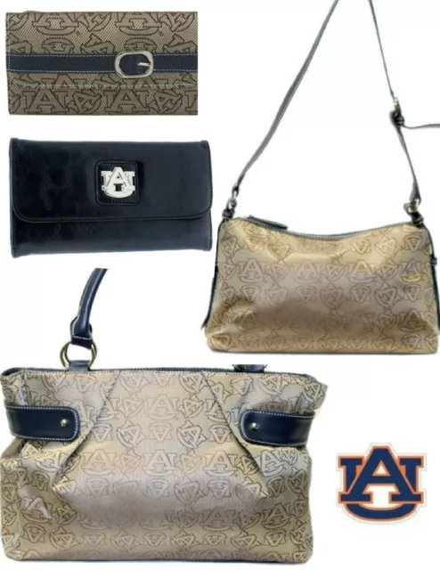 Auburn Tigers Womens Purse Wallet Handbag Tote Bag Jacquard Au Logo Fabric Nip