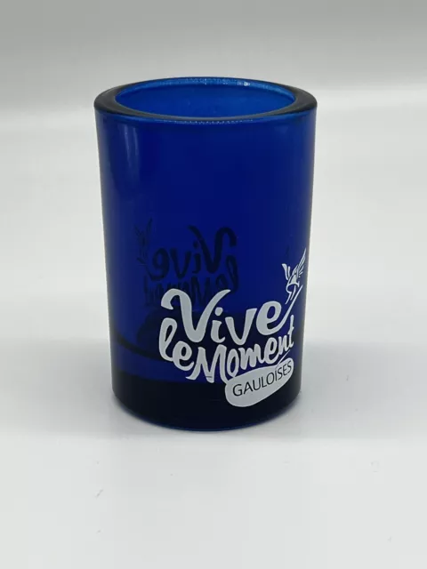 5x Teelichtglas Set Blau Glas Werbeartikel Gauloises Vive Le Moment 3