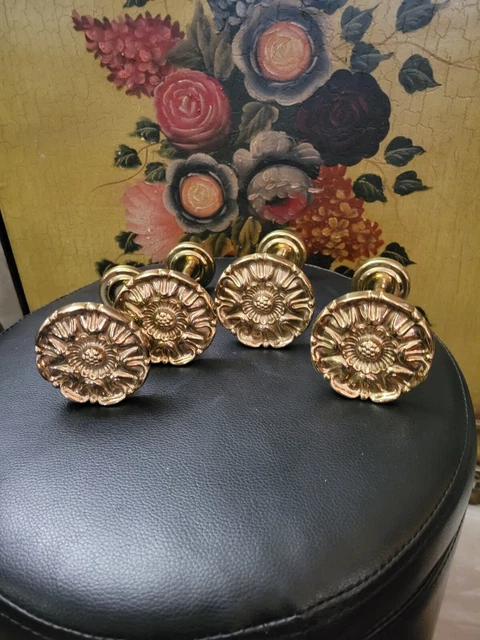 Antique Brass Floral Curtain Tie Backs