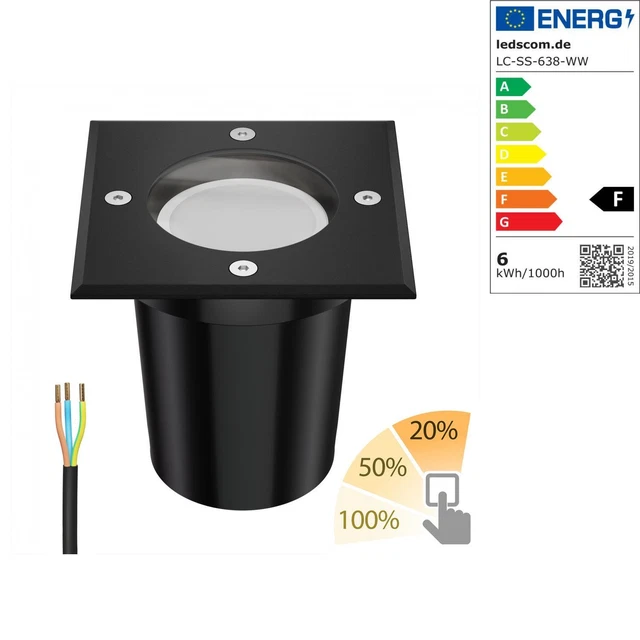 6 Faretti Da Incasso Per Esterni IP67 - Acciaio Inox, 11x11cm, GU10 Max 15W, Per Giardino - Foto 9