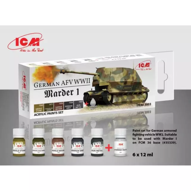 Acrylic Paint Set For German Afv Ww2 And Marder I Icm 3003 Maquette Char Promo