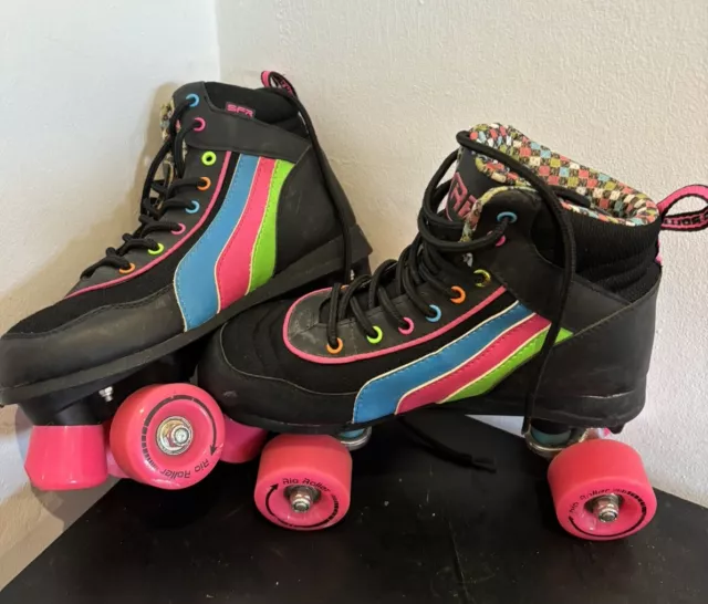 Rio Roller Passion Quad Skates Adult Size 6 UK Retro Black Colourful Skating SFR