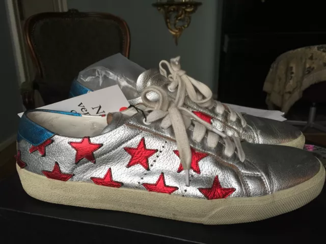BASKETS SAINT LAURENT Signature Court California argent avec