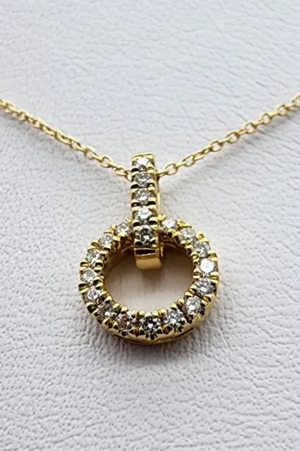 18k 750 Gold Bony Levy .02 ctw Diamond Circle Adjustable Pendant Necklace Au2138