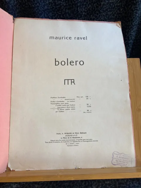 Maurice Ravel Bolero partition piano éditions Durand