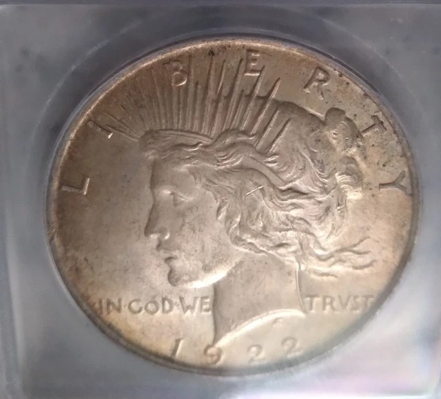 1922 Peace Silver Dollar ICG Certified -Toning On Both Obverse And Reverse