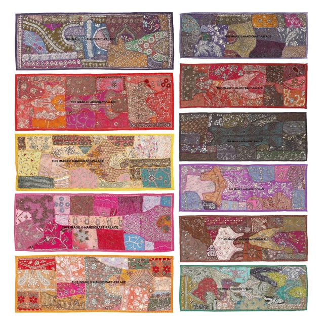 Tenture Murale Carrée En Perles De Sari Avec Sequins - Orange 40x40 Pouces - Brodée Main