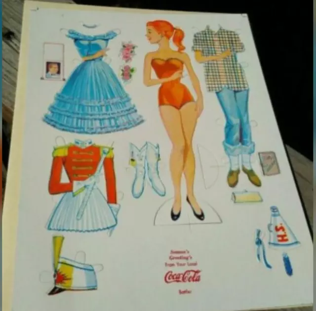 NOS Vintage Coca Cola Paper Dolls "Seasons Greeting" Coke cutouts Betty