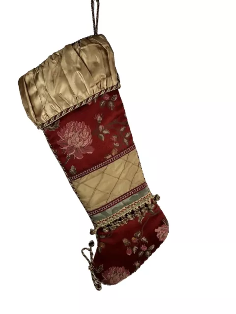 Serendipity Victorian Tapestry Style Large Christmas Stocking Burgundy Gold