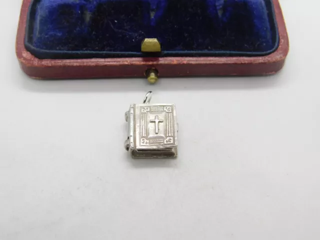 Sterling Silver Nuvo Bible Opening Charm Pendant Vintage c1970