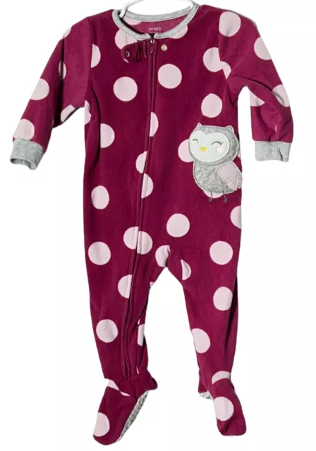 Carter's baby girls long sleeve one piece zip footed pajama, Size 12 Months